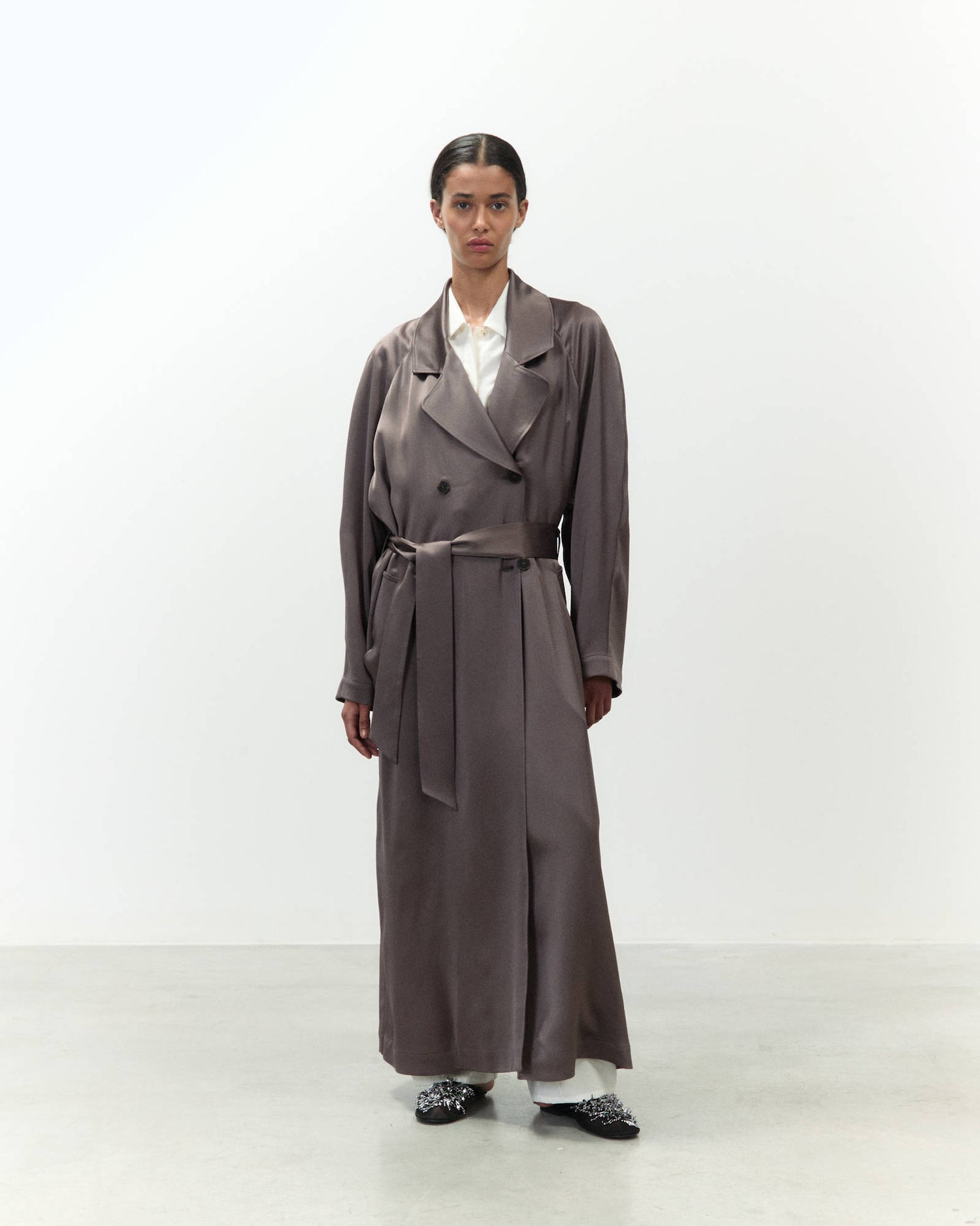 TRENCH SATIN LUNGO