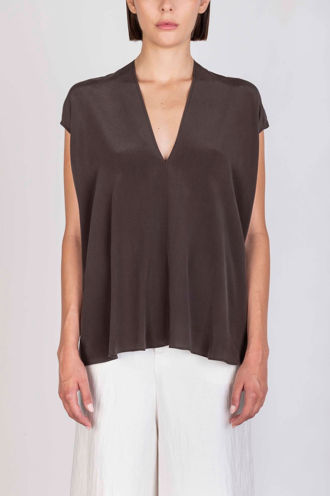 TOP IN SETA SCOLLO A V