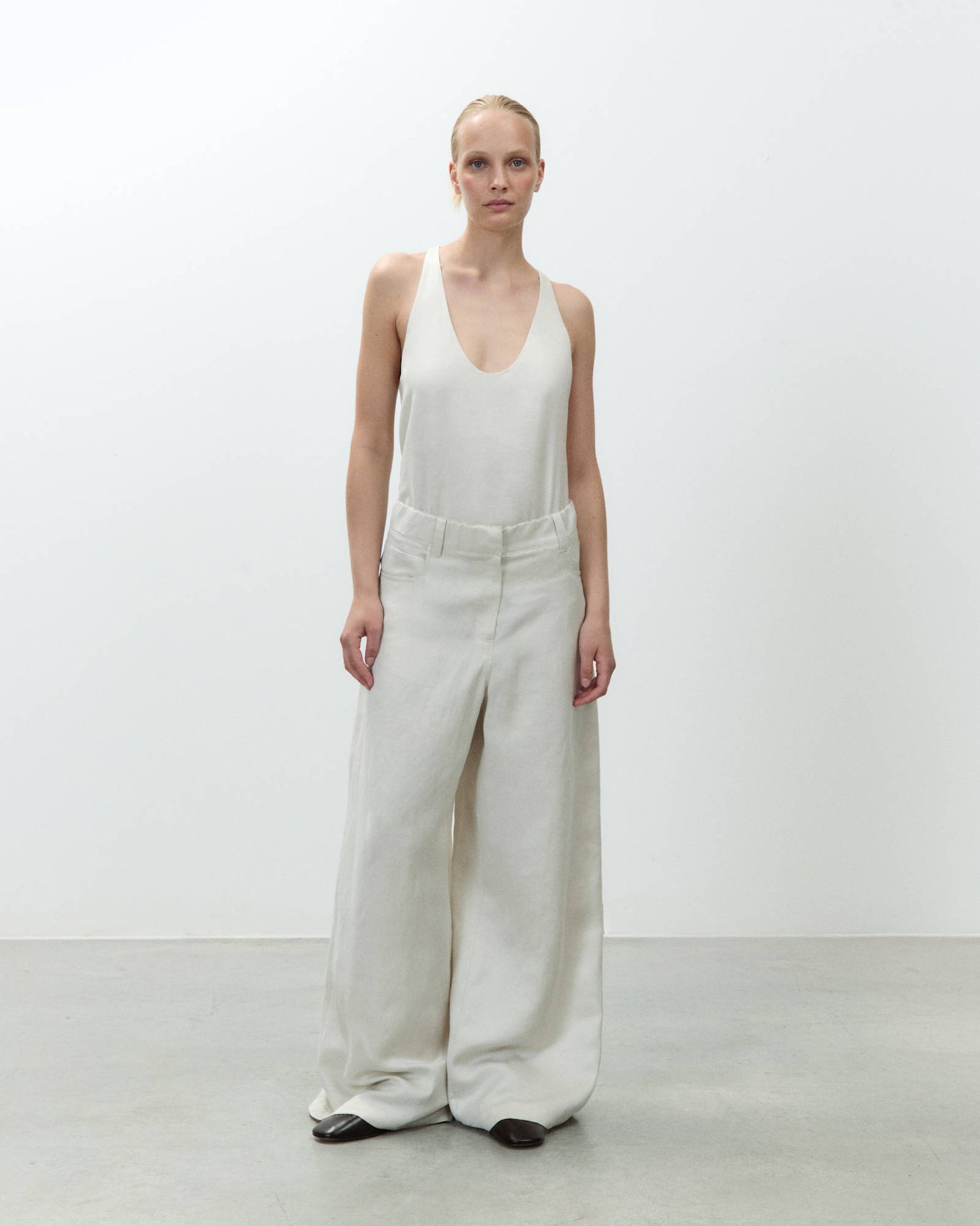PANTALONE WIDE LEG IN LINO