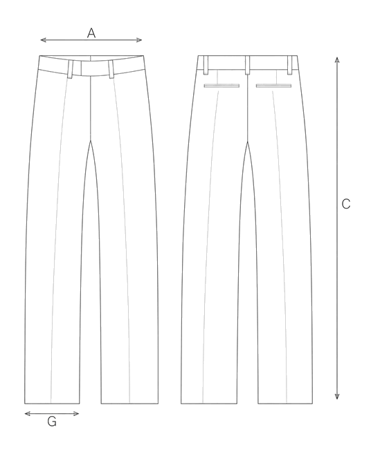 Guida misure PANTALONE IN BULL CON BASCHINA