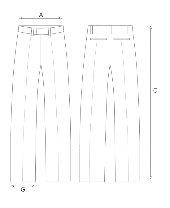 Guida misure PANTALONE A SIGARETTA IN LINO