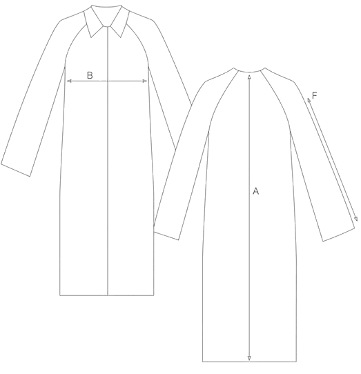 Guida misure TRENCH TECNO NYLON