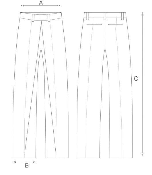 Guida misure PANTALONE IN LANA STRETCH
