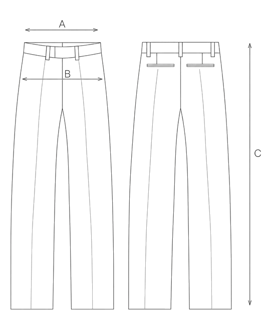 Guida misure PANTALONE SATIN AMPIO