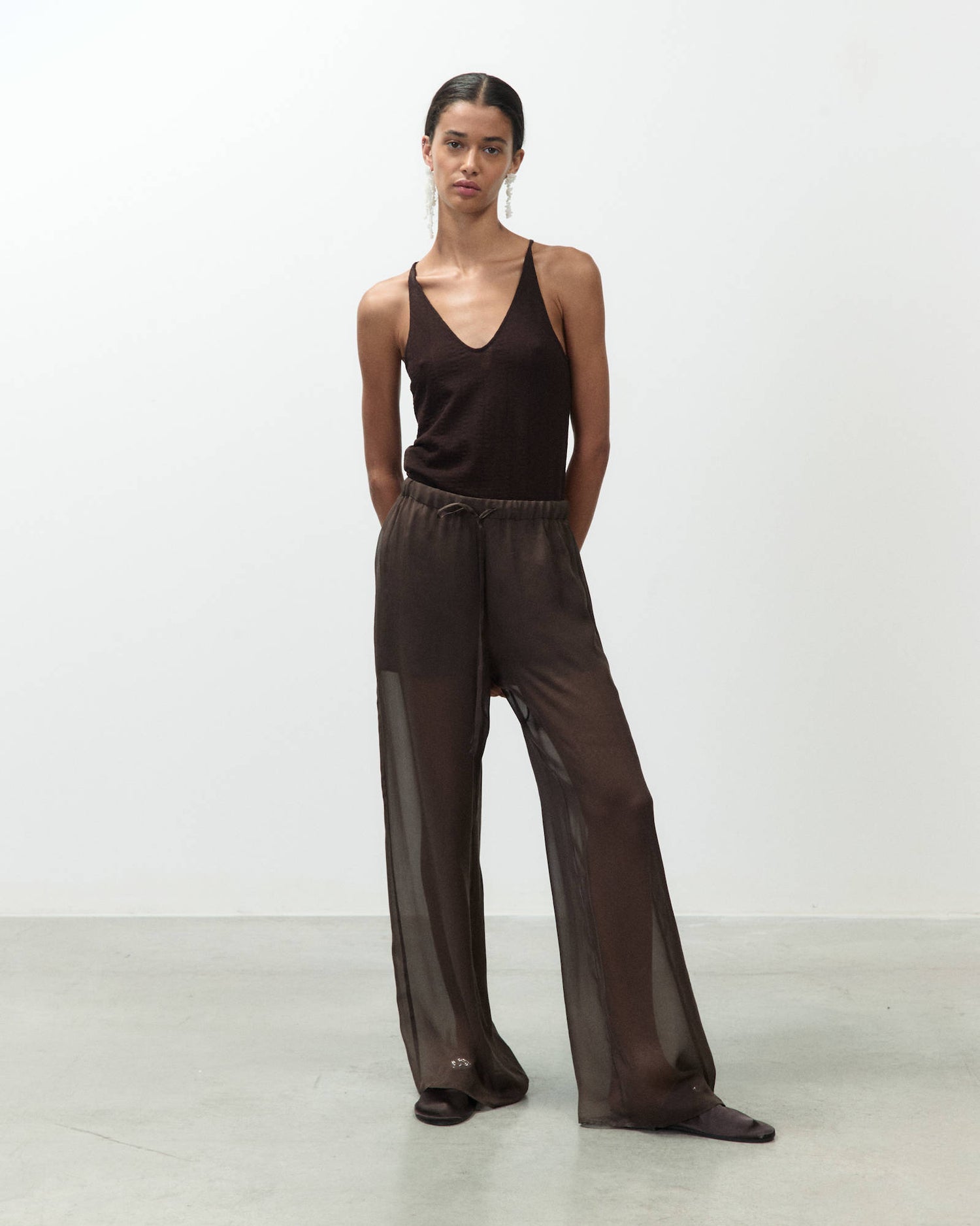 PANTALONE IN CHIFFON LUNGO