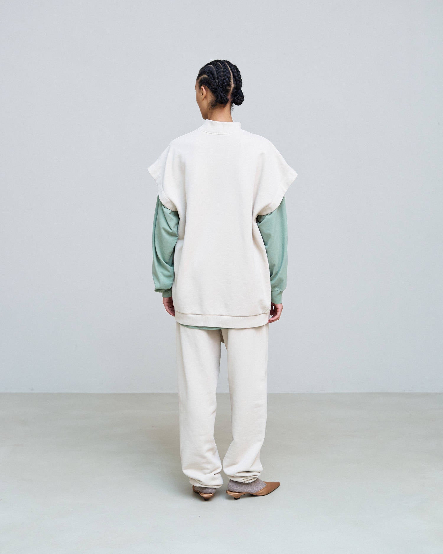 GILET IN FELPA OVERSIZE CON RICAMO Sand